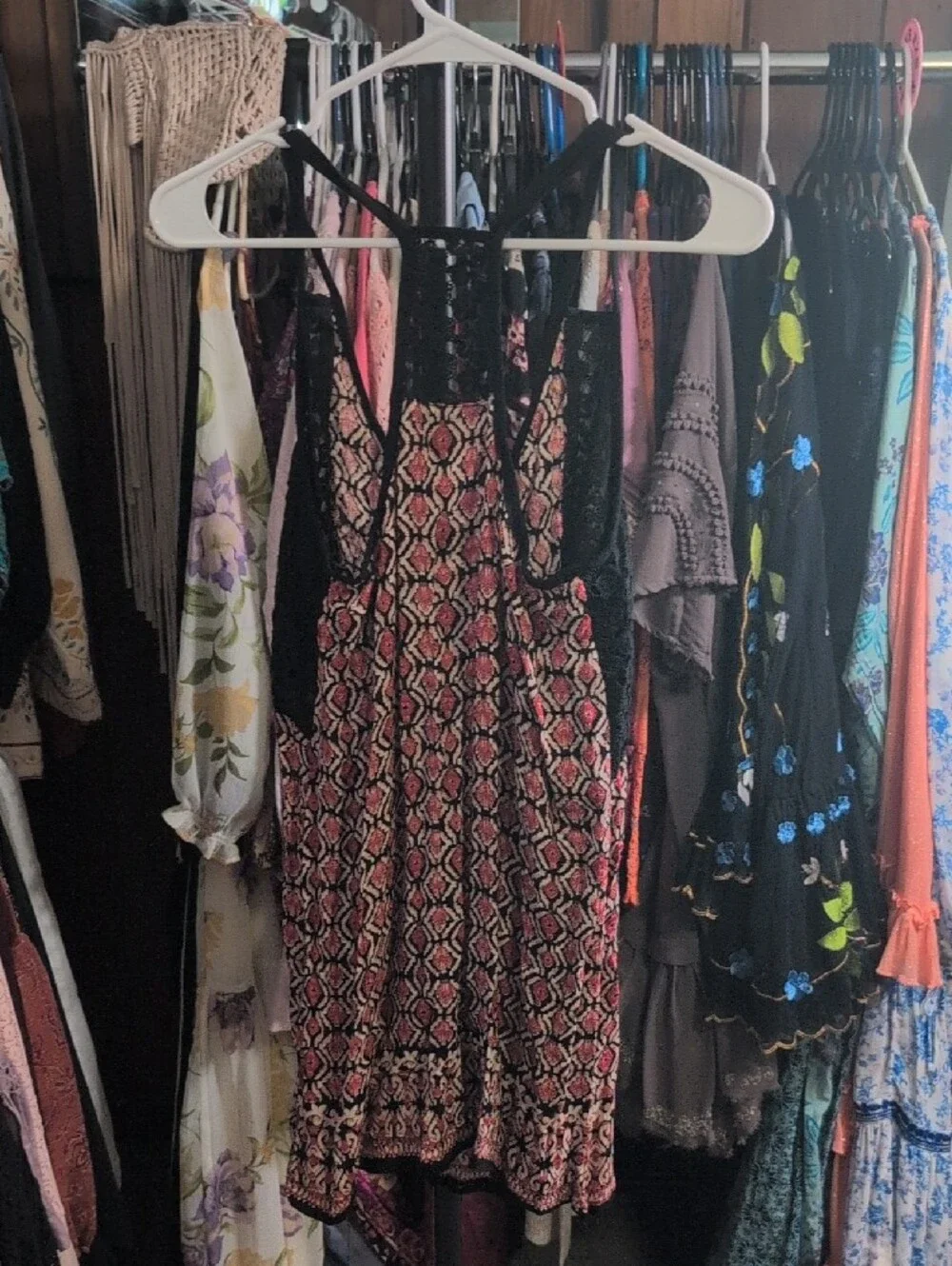 Angie Pink & Black Geometric Mini Slip Dress NWT - Picture 4 of 6